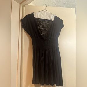 Julie’s Closet Black Deep V Blouse with Lace Back Detail Size M!